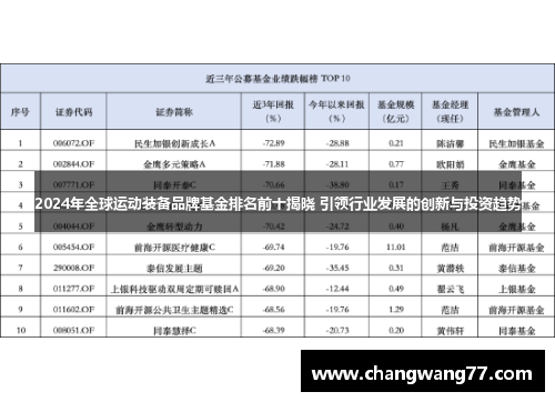 2024年全球运动装备品牌基金排名前十揭晓 引领行业发展的创新与投资趋势